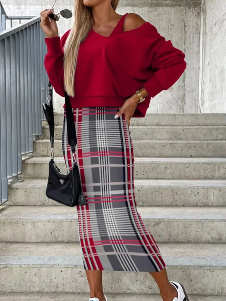 Elegant Office Lady Slim Dress Outfits Women Print Elastic Waist Dress Matching Suit Party Mid-Calf Dress And Top Two Piece Set
Elegant Office Lady Slim Dress Outfits Women Print Elastic Waist Dress Matching Suit Party Mid-Calf Dress And Top Two Piece Set