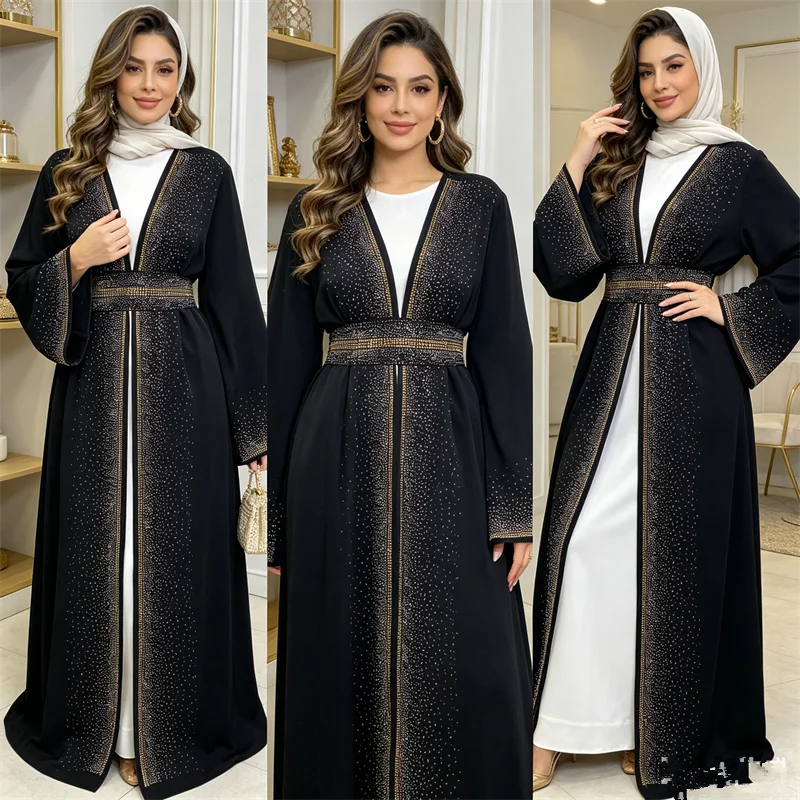 Dubai Open Abaya Muslim Women Diamonds Cardigan Luxury Dress Turkey Arab Robe Islam Kimono Eid Party Gown Jalabiya Caftan Kebaya
Dubai Open Abaya Muslim Women Diamonds Cardigan Luxury Dress Turkey Arab Robe Islam Kimono Eid Party Gown Jalabiya Caftan Kebaya