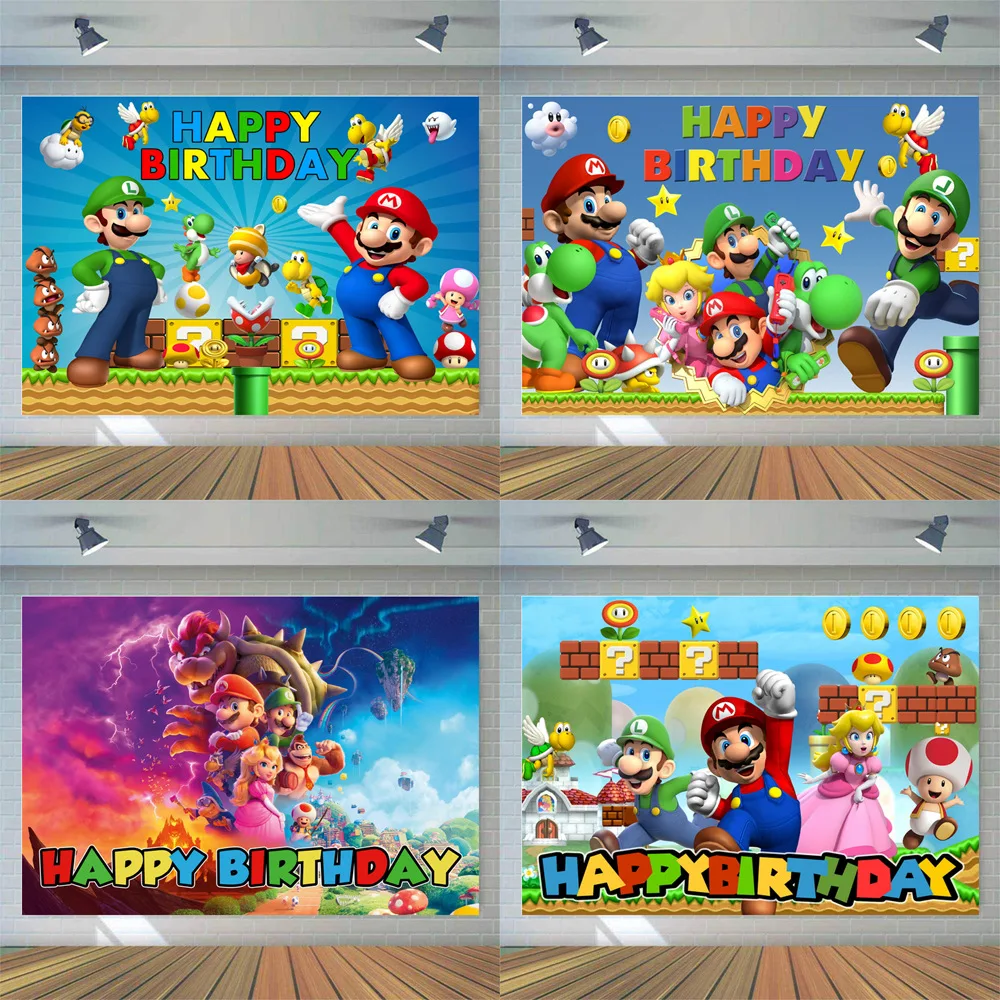 New Mario Birthday Backdrop - Super Mario Game Themed Background Cloth, Festive Party Decoration Supplies
New Mario Birthday Backdrop - Super Mario Game Themed Background Cloth, Festive Party Decoration Supplies