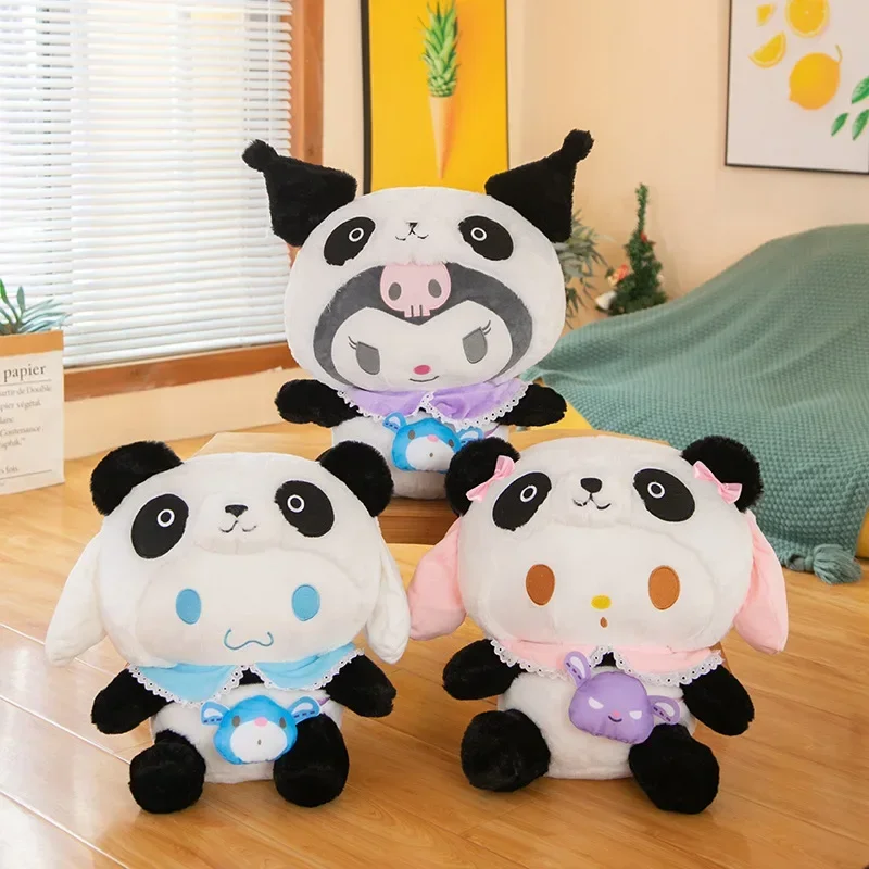 35/50/60cm Sanrio Kawaii Transforms Into A Panda Kuromi Doll Pillow Cute Melody Cinnamoroll Plush Toy Children's Cloth Doll Gift 
35/50/60cm Sanrio Kawaii Transforms Into A Panda Kuromi Doll Pillow Cute Melody Cinnamoroll Plush Toy Children's Cloth Doll Gift