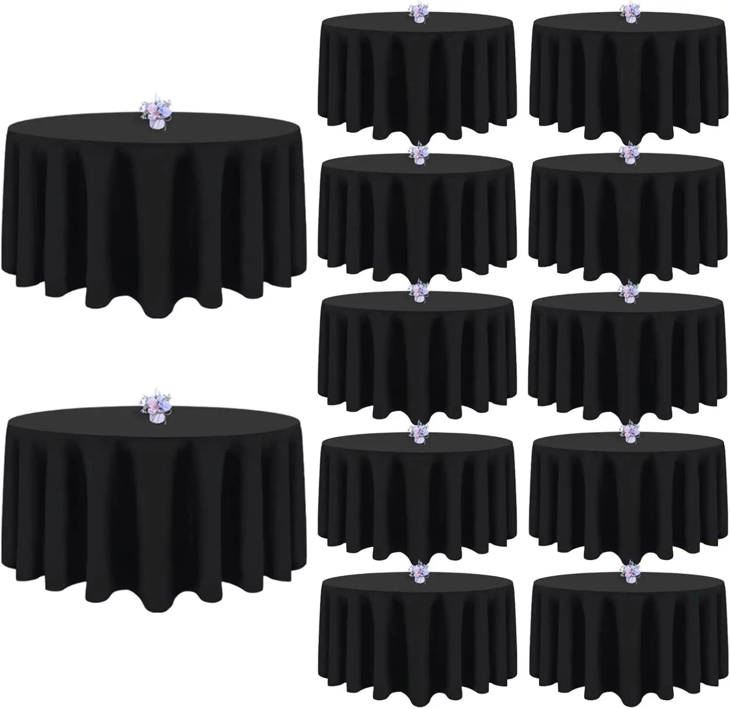 12 Pack Black Round Tablecloths 90 Inch, Wrinkle Resistant Washable Polyester Table Cover for Dining Wedding Banquet Party
12 Pack Black Round Tablecloths 90 Inch, Wrinkle Resistant Washable Polyester Table Cover for Dining Wedding Banquet Party