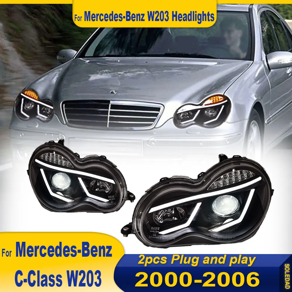 Светодиодные фары для Mercedes Benz C CLASS W203 2000-2006 C200 C230 Автомобильные фары DRL Динамическая сигнальная лампа Передний фонарь в сборе 2 шт.
Светодиодные фары для Mercedes Benz C CLASS W203 2000-2006 C200 C230 Автомобильные фары DRL Динамическая сигнальная лампа Передний фонарь в сборе 2 шт.