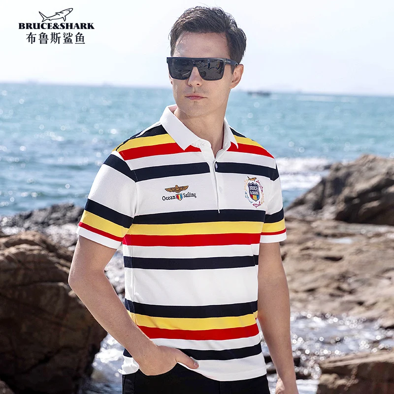 New Summer Cotton Striped Loose Stretching Polo Shirt for Men Bruce&Shark Fashion Casual Men's Polo Big Size 4XL Men POLOS
New Summer Cotton Striped Loose Stretching Polo Shirt for Men Bruce&Shark Fashion Casual Men's Polo Big Size 4XL Men POLOS