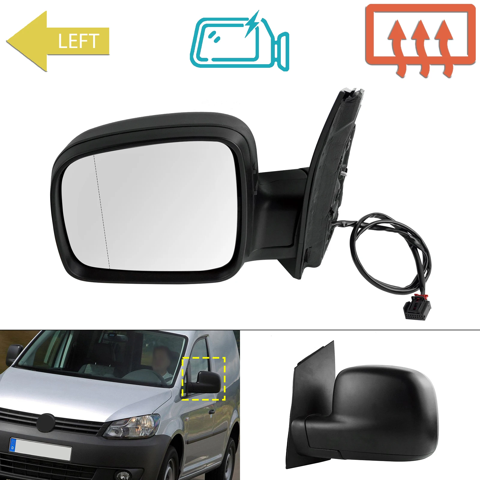 Left Hand Side Mirror Electric Heated Black Primer For VW Caddy III MK3 MK4 LHD Side Door Rearview Mirror assembly 2K1857507A
Left Hand Side Mirror Electric Heated Black Primer For VW Caddy III MK3 MK4 LHD Side Door Rearview Mirror assembly 2K1857507A