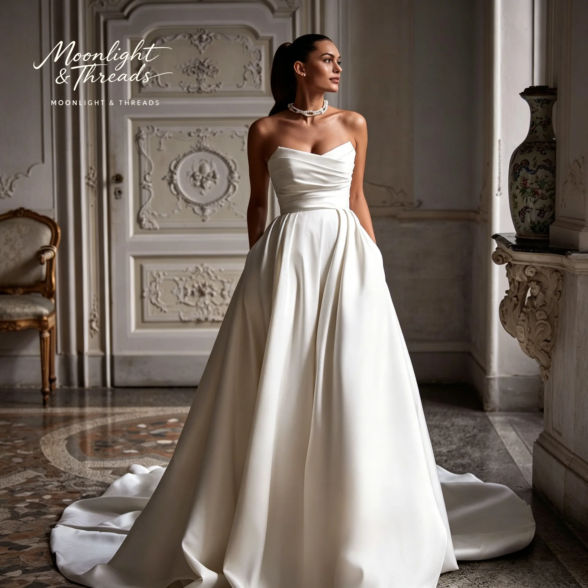 Classic White Strapless A-Line Formal Dress Open Back Pleats Long Evening Gown Women's Special Occasion Wear
Classic White Strapless A-Line Formal Dress Open Back Pleats Long Evening Gown Women's Special Occasion Wear