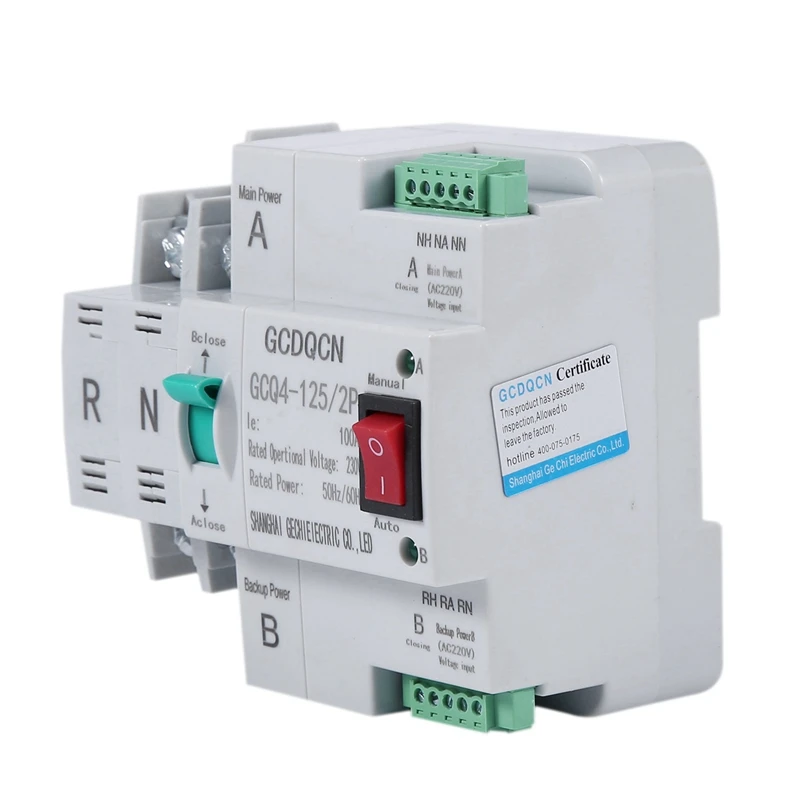 4X Dual-Power Automatic Transfer Switch 2P 100A Household 35Mm Rail Installation
4X Dual-Power Automatic Transfer Switch 2P 100A Household 35Mm Rail Installation