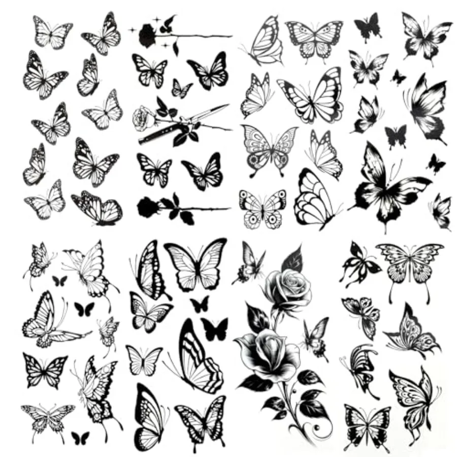8 Sheets Black Butterfly Temporary Tattoos Stickers Waterproof Large Butterfly Fake Tattoo Sticker Flowers Butterflies Hummingb
8 Sheets Black Butterfly Temporary Tattoos Stickers Waterproof Large Butterfly Fake Tattoo Sticker Flowers Butterflies Hummingb
