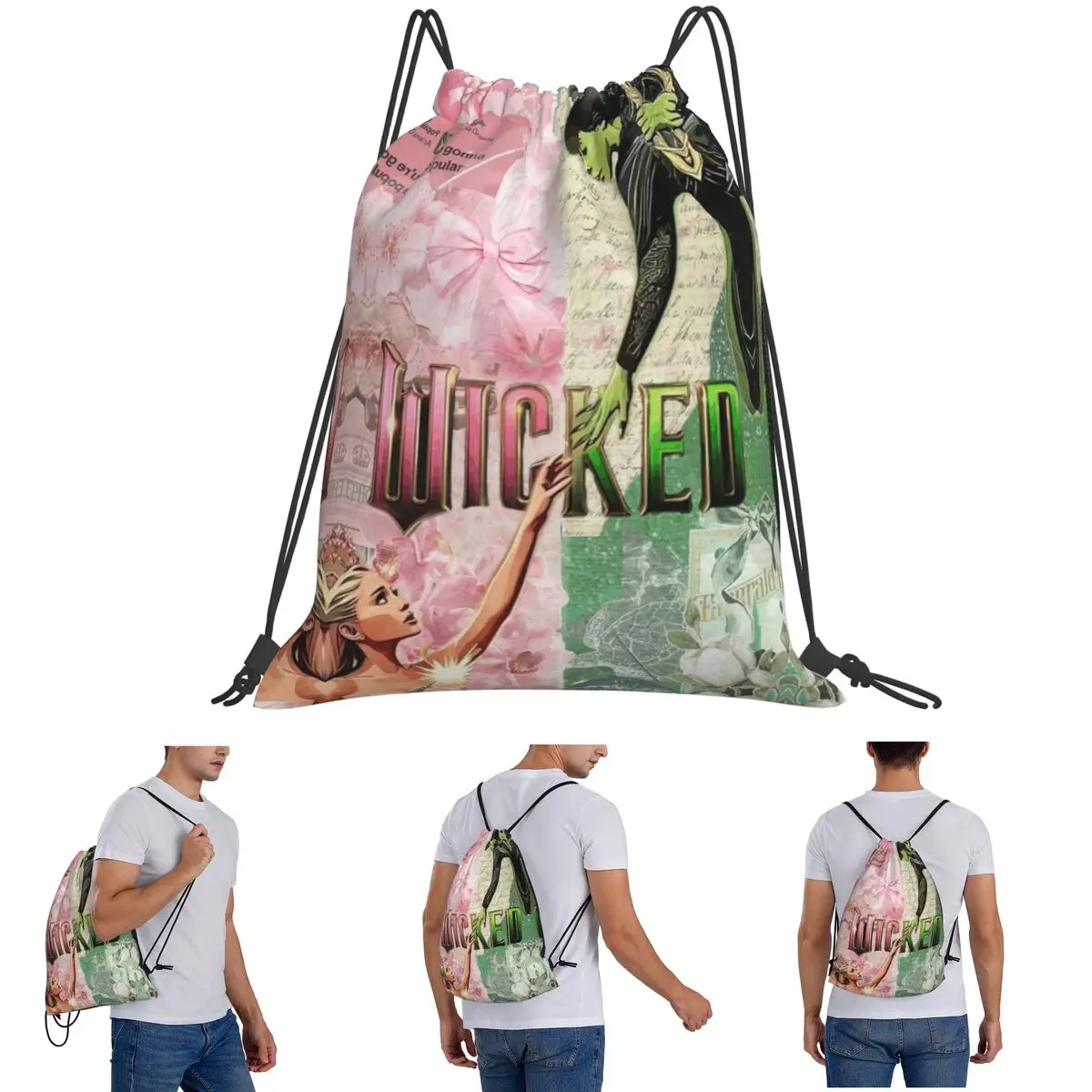 Movie Wicked Elphaba And Glinda Backpacks Casual Drawstring Bundle Pocket Sports Bag Book Bags for Man Woman School
Movie Wicked Elphaba And Glinda Backpacks Casual Drawstring Bundle Pocket Sports Bag Book Bags for Man Woman School