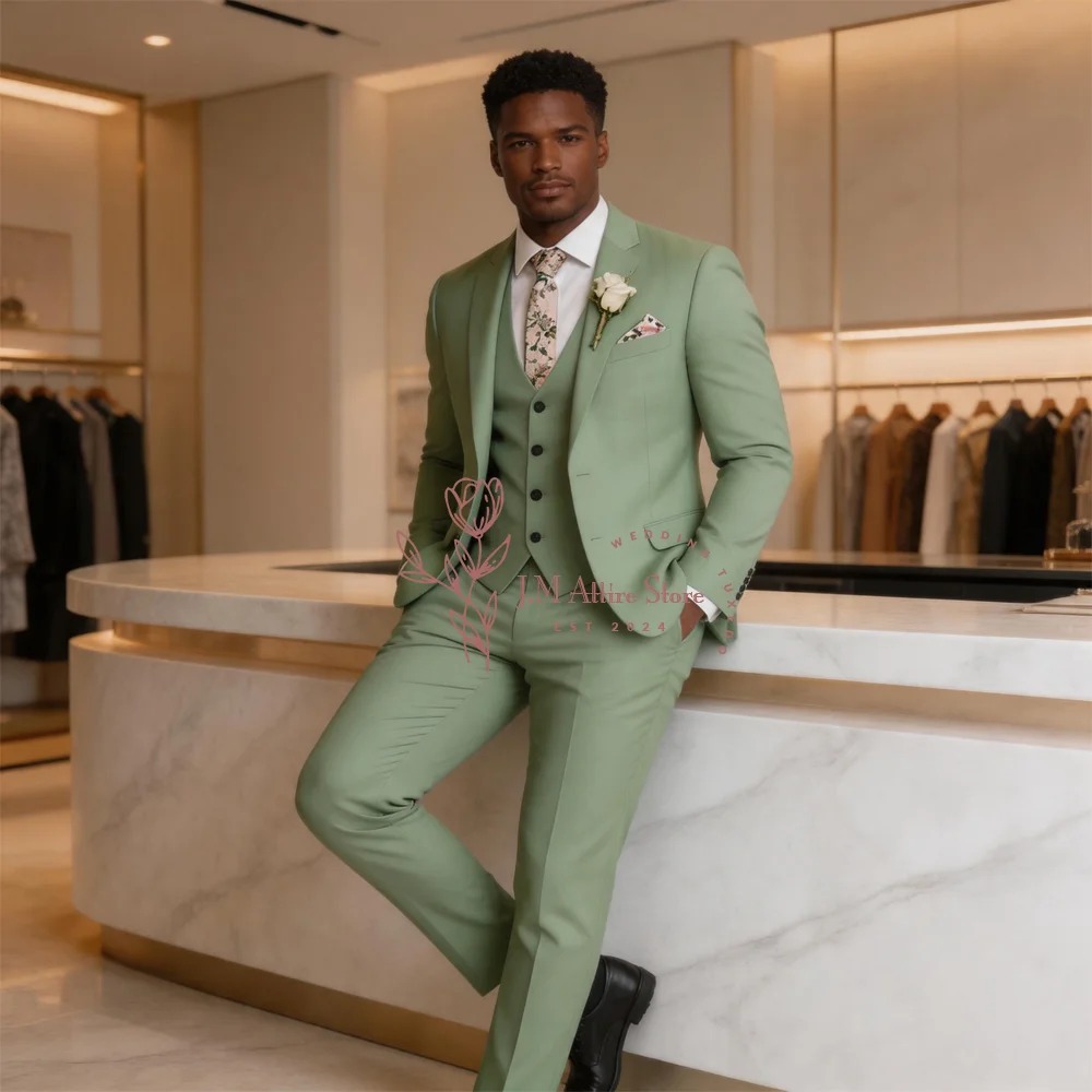 Men's Wedding Suit 3-Piece Military Green Jacket Vest Trousers Custom Slim Fit Set for Grooms Date Prom Party
Men's Wedding Suit 3-Piece Military Green Jacket Vest Trousers Custom Slim Fit Set for Grooms Date Prom Party