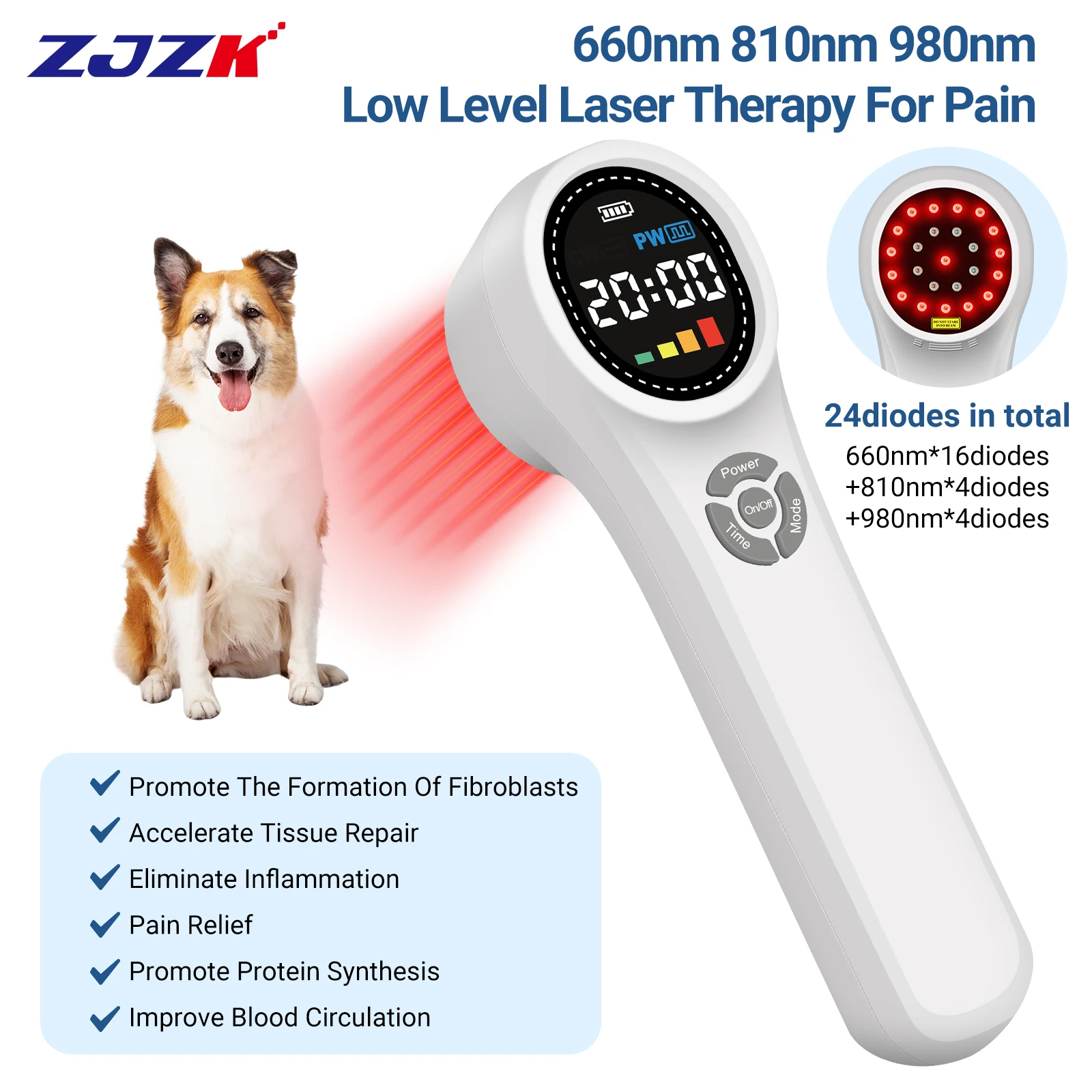 ZJZK Laser Treatment For Back Pain 660nmx16diodes Class 4 Laser Therapy For Pain 810nmx4diodes+980nmx4diodes Plantar Fasciitis
ZJZK Laser Treatment For Back Pain 660nmx16diodes Class 4 Laser Therapy For Pain 810nmx4diodes+980nmx4diodes Plantar Fasciitis