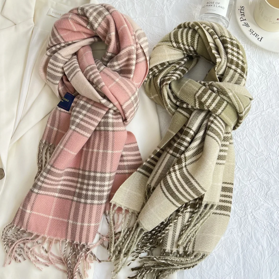 2025 new style British style double-sided fringed checkered scarf for women imitation cashmere thickened warm scarf-style shawl
2025 new style British style double-sided fringed checkered scarf for women imitation cashmere thickened warm scarf-style shawl