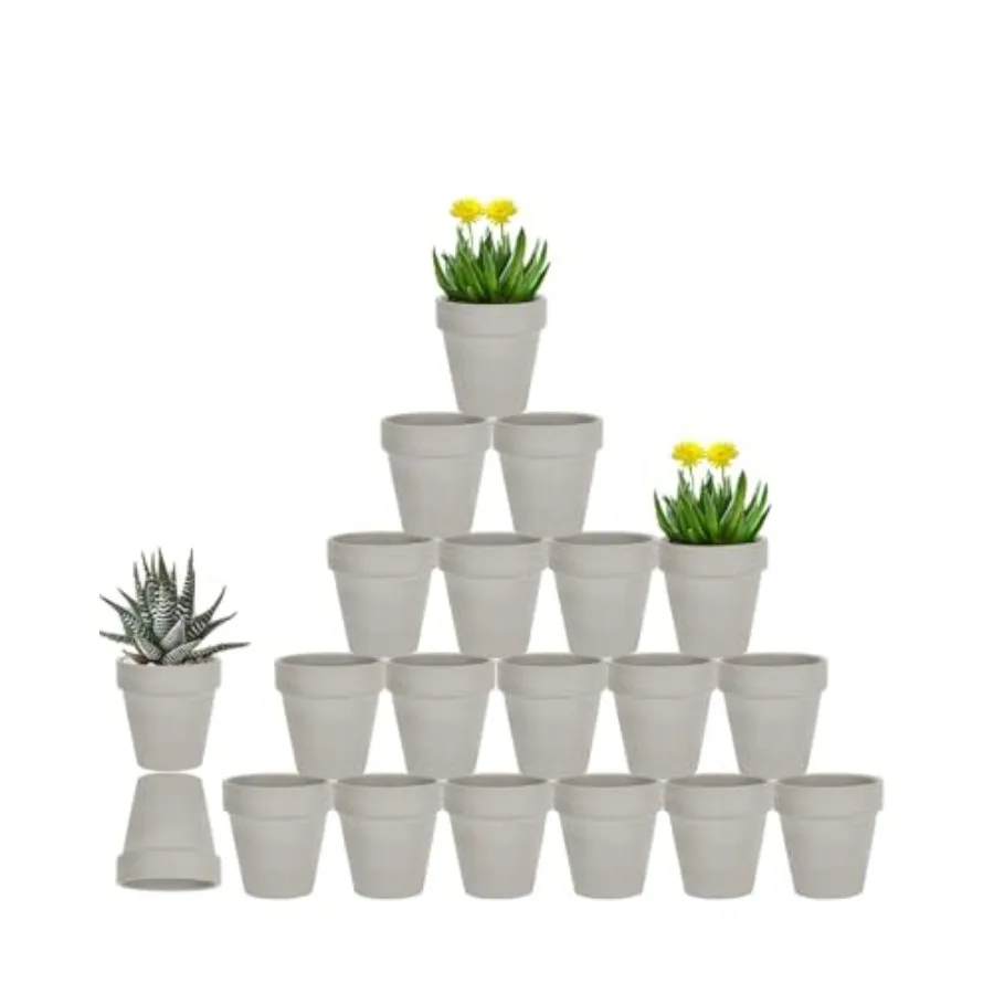 3 Inch Grey Terra Cotta and Terracotta Pots with Drainage - Pack Clay Flowerpots, Succulent Nursery Planter Great for Plants, C
3 Inch Grey Terra Cotta and Terracotta Pots with Drainage - Pack Clay Flowerpots, Succulent Nursery Planter Great for Plants, C