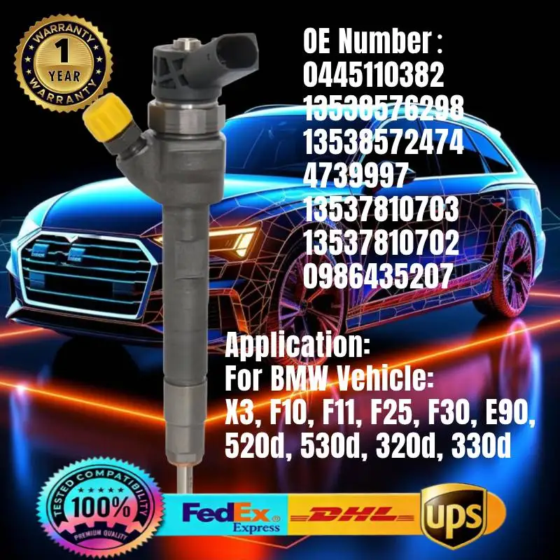0445110382 0986435207 13537810702 13538572474 4739997 Fuel Injector for BMW X3 X5 F10 F30 E90 520D 530D 320D 330D N47D20C Engine
0445110382 0986435207 13537810702 13538572474 4739997 Fuel Injector for BMW X3 X5 F10 F30 E90 520D 530D 320D 330D N47D20C Engine