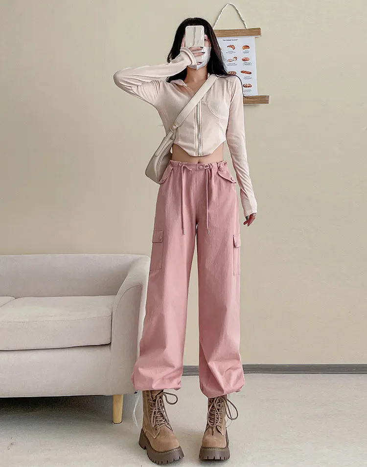 2023 Spring Women Cargo Pants High Waist Lace-up Solid Pocket Pants Women Pantalon Casual Loose Long Trousers Femme Cotton Pants
2023 Spring Women Cargo Pants High Waist Lace-up Solid Pocket Pants Women Pantalon Casual Loose Long Trousers Femme Cotton Pants