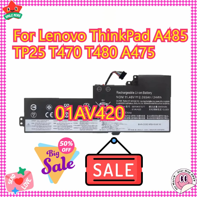 High-Quality 2040mah notebook battery 01AV420/419 01AV421/489 for Lenovo ThinkPad A485 TP25 T470 T480 A475
High-Quality 2040mah notebook battery 01AV420/419 01AV421/489 for Lenovo ThinkPad A485 TP25 T470 T480 A475