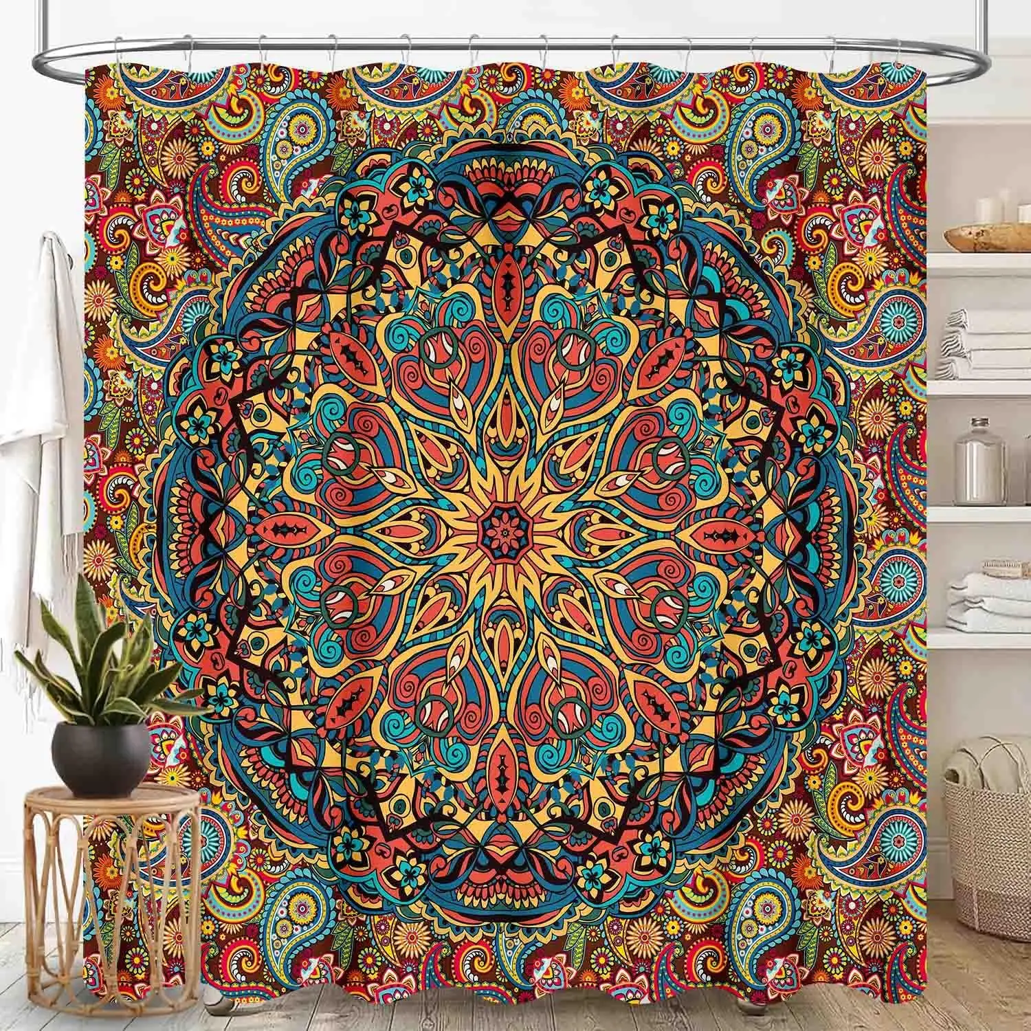 Hippie Shower Curtain, Indian Medallion Trippy Boho Mandala Paisley Aesthetical Art Decor Colorful Bohemian Waterproof Fabric
Hippie Shower Curtain, Indian Medallion Trippy Boho Mandala Paisley Aesthetical Art Decor Colorful Bohemian Waterproof Fabric