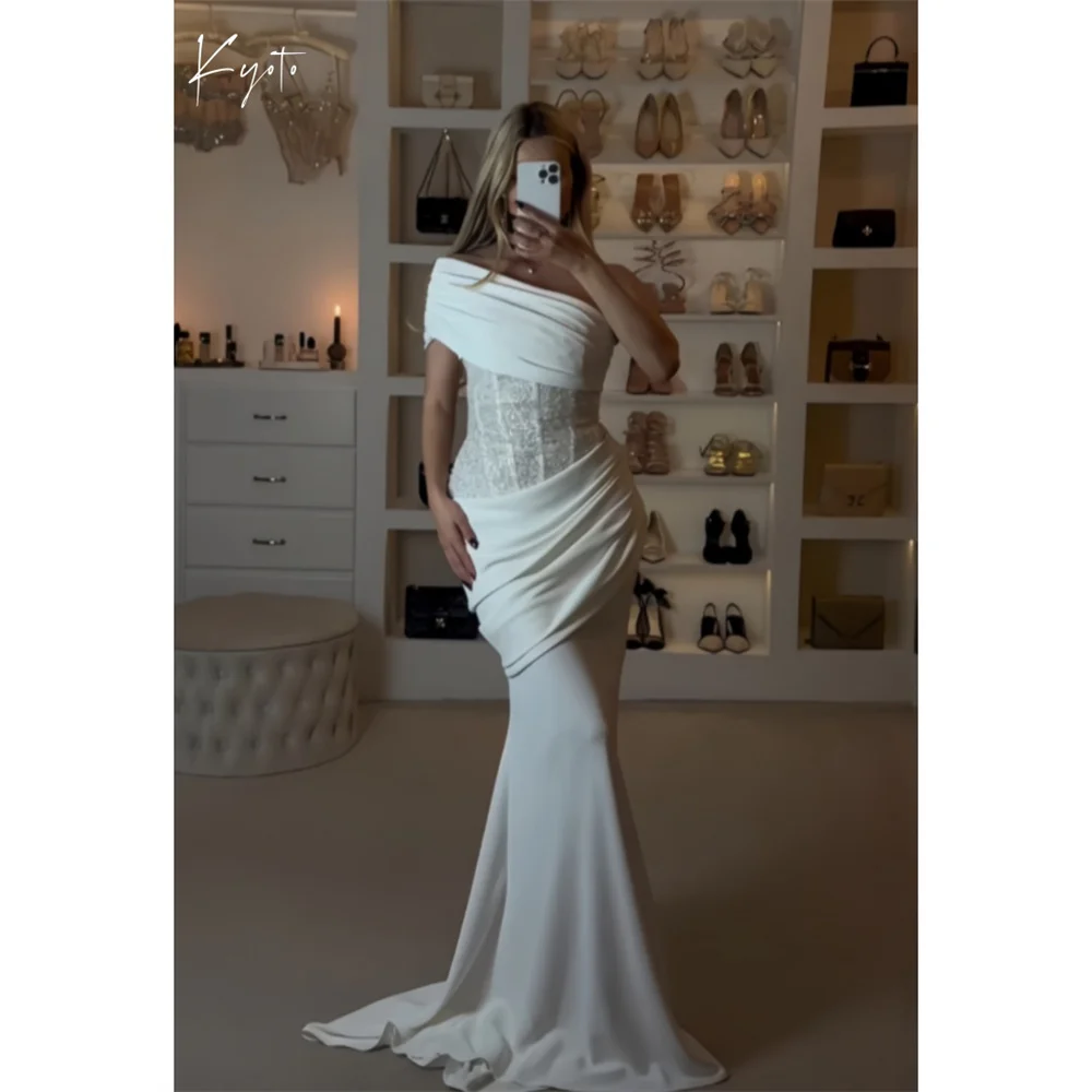 Kyoto Customized White Sleeveless Satin Wedding Dress One Shoulder Lace-Up Back vestidos de noiva 2025 Mermaid Evening Dresses
Kyoto Customized White Sleeveless Satin Wedding Dress One Shoulder Lace-Up Back vestidos de noiva 2025 Mermaid Evening Dresses