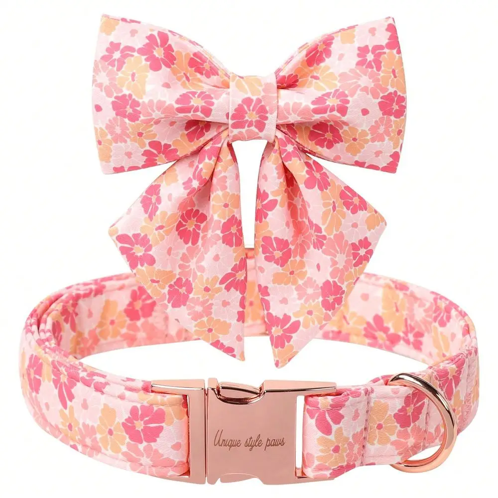 Style Paws Spring Flower Dog Collar With Sailor Bow For Puppy Small Medium Large Dogs, Metal Buckle Dog Accessory For Cute Male
Style Paws Spring Flower Dog Collar With Sailor Bow For Puppy Small Medium Large Dogs, Metal Buckle Dog Accessory For Cute Male