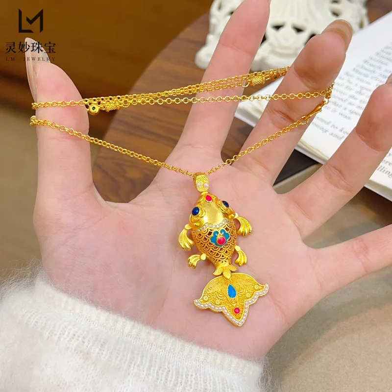 9999 24K real gold luxury jewelry gold scale fish pendant necklace female hollow koi fish pendant for girlfriend
9999 24K real gold luxury jewelry gold scale fish pendant necklace female hollow koi fish pendant for girlfriend