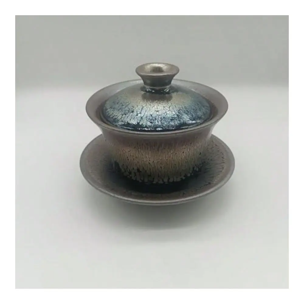 Set Tenmoku Glaze Oilspot Gaiwan Tea Cup With Lid And Saucer Chinese Traditional Jianzhan Teaware Porcelain 4.06oz120ml
Set Tenmoku Glaze Oilspot Gaiwan Tea Cup With Lid And Saucer Chinese Traditional Jianzhan Teaware Porcelain 4.06oz120ml