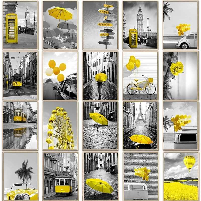 Black and White Europe Landscape Picture Home Decor Nordic Poster Canvas Painting Wall Art Yellow Scenery for Living Room Decor 
Black and White Europe Landscape Picture Home Decor Nordic Poster Canvas Painting Wall Art Yellow Scenery for Living Room Decor