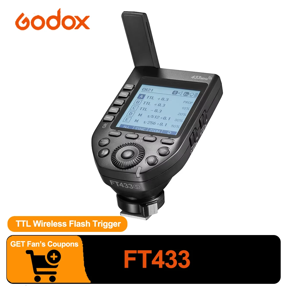 Godox FT433 TTL Wireless Flash Trigger 433MHz Frequency for Sony Canon Nikon Fuji Olympus Pentax
Godox FT433 TTL Wireless Flash Trigger 433MHz Frequency for Sony Canon Nikon Fuji Olympus Pentax