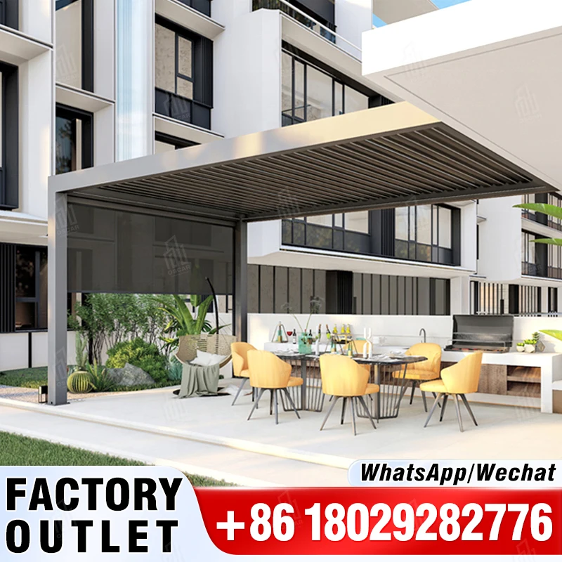 3x3 3x4 4x4 6x4 m OEM Factory Modern Outdoor Bioclimatic Aluminum Louver Pergola Roof
3x3 3x4 4x4 6x4 m OEM Factory Modern Outdoor Bioclimatic Aluminum Louver Pergola Roof