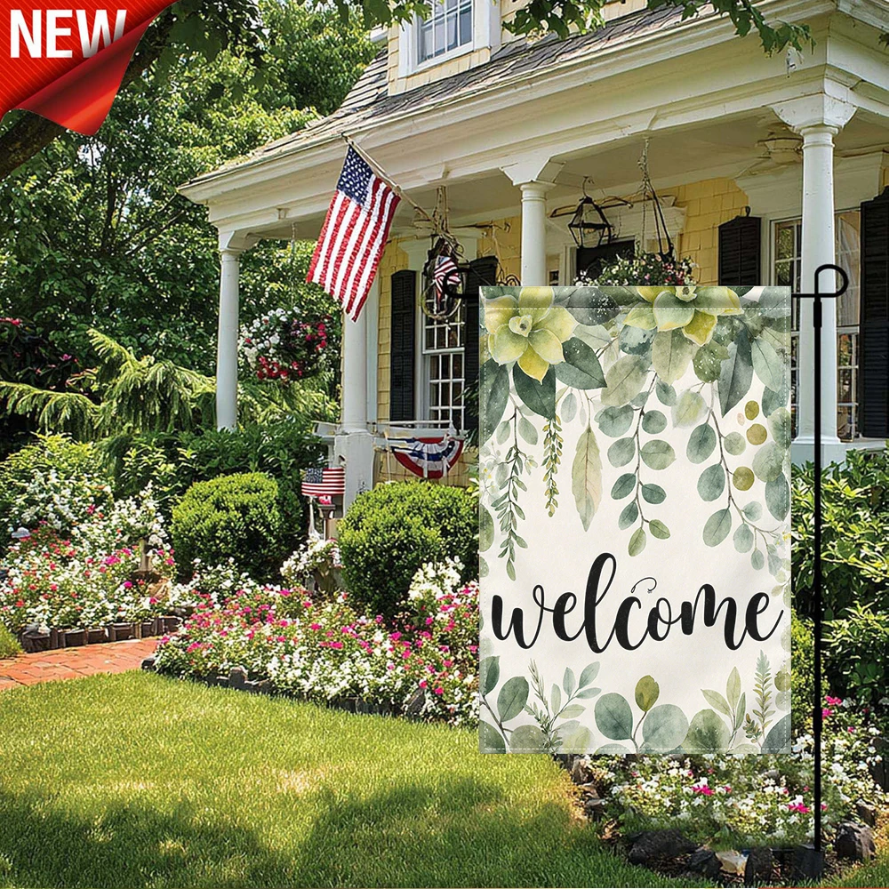 1PC, Welcome Eucalyptus Floral Garden Flag, Double Sided Watercolor Greenery Leaves Welcome Yard Flag, Rustic Botanical Outdoor Decorative Flag for Patio Lawn Porch Farmhouse Seasonal Outside Decor, Spring Summer Fall All Weather
1PC, Welcome Eucalyptus Floral Garden Flag, Double Sided Watercolor Greenery Leaves Welcome Yard Flag, Rustic Botanical Outdoor Decorative Flag for Patio Lawn Porch Farmhouse Seasonal Outside Decor, Spring Summer Fall All Weather