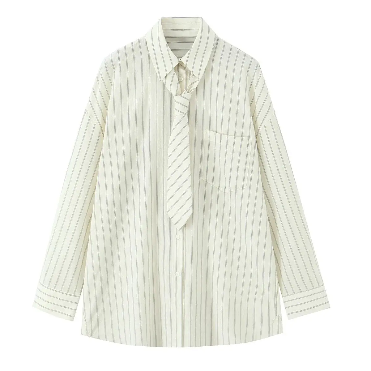 Корейская свободная рубашка, женская осенняя новая повседневная рубашка с длинными рукавами, универсальная полосатая рубашка с завязками и лацканами, модная темпераментная рубашка
Корейская свободная рубашка, женская осенняя новая повседневная рубашка с длинными рукавами, универсальная полосатая рубашка с завязками и лацканами, модная темпераментная рубашка