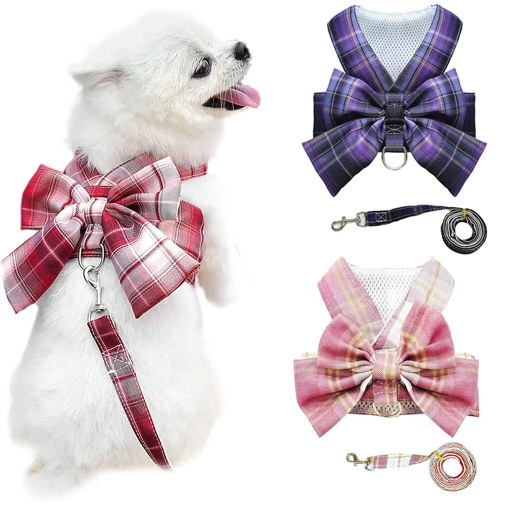 Dog Harness for Small Dogs With Bow and D-Ring - Soft Mesh Adjustable Set for Puppies - Pet Vest Harness and Leash
Dog Harness for Small Dogs With Bow and D-Ring - Soft Mesh Adjustable Set for Puppies - Pet Vest Harness and Leash