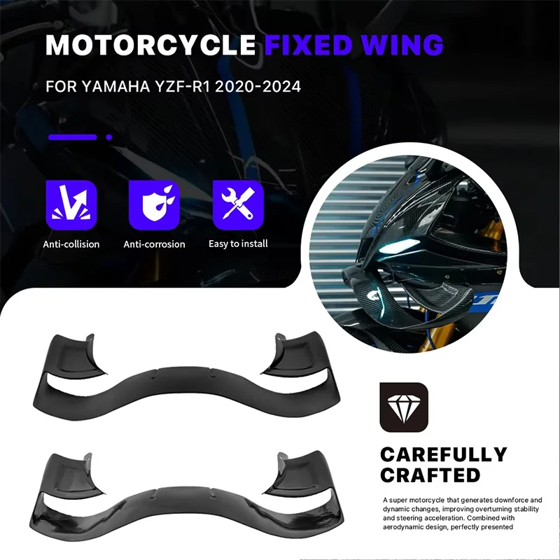 For YAMAHA YZF-R1 YZFR1 YZF R1 2020-2024 Aerodynamic Wing Motorcycle Fixed Wing Spoiler Side Winglet Windshield Wing Aileron 
For YAMAHA YZF-R1 YZFR1 YZF R1 2020-2024 Aerodynamic Wing Motorcycle Fixed Wing Spoiler Side Winglet Windshield Wing Aileron