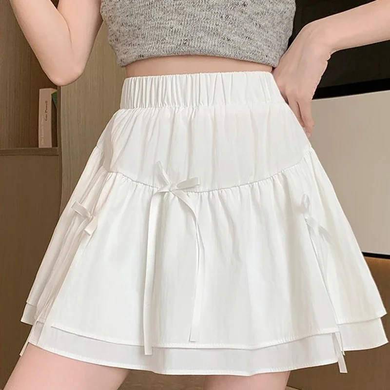 Fashion Bow Lace Up Cake Mini Skirt Women Sweet Elastic High Waist Slimming Skirts New Preppy Style Anti-Exposed A-Line Skirt
Fashion Bow Lace Up Cake Mini Skirt Women Sweet Elastic High Waist Slimming Skirts New Preppy Style Anti-Exposed A-Line Skirt