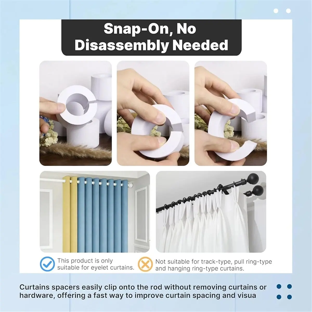 Utility Design 14 Pack EVA Foam Curtain Spacers - 85 mm White Curtain Shaper for Drapes, Fits Up to 1.57″ Rod Diameter
Utility Design 14 Pack EVA Foam Curtain Spacers - 85 mm White Curtain Shaper for Drapes, Fits Up to 1.57″ Rod Diameter