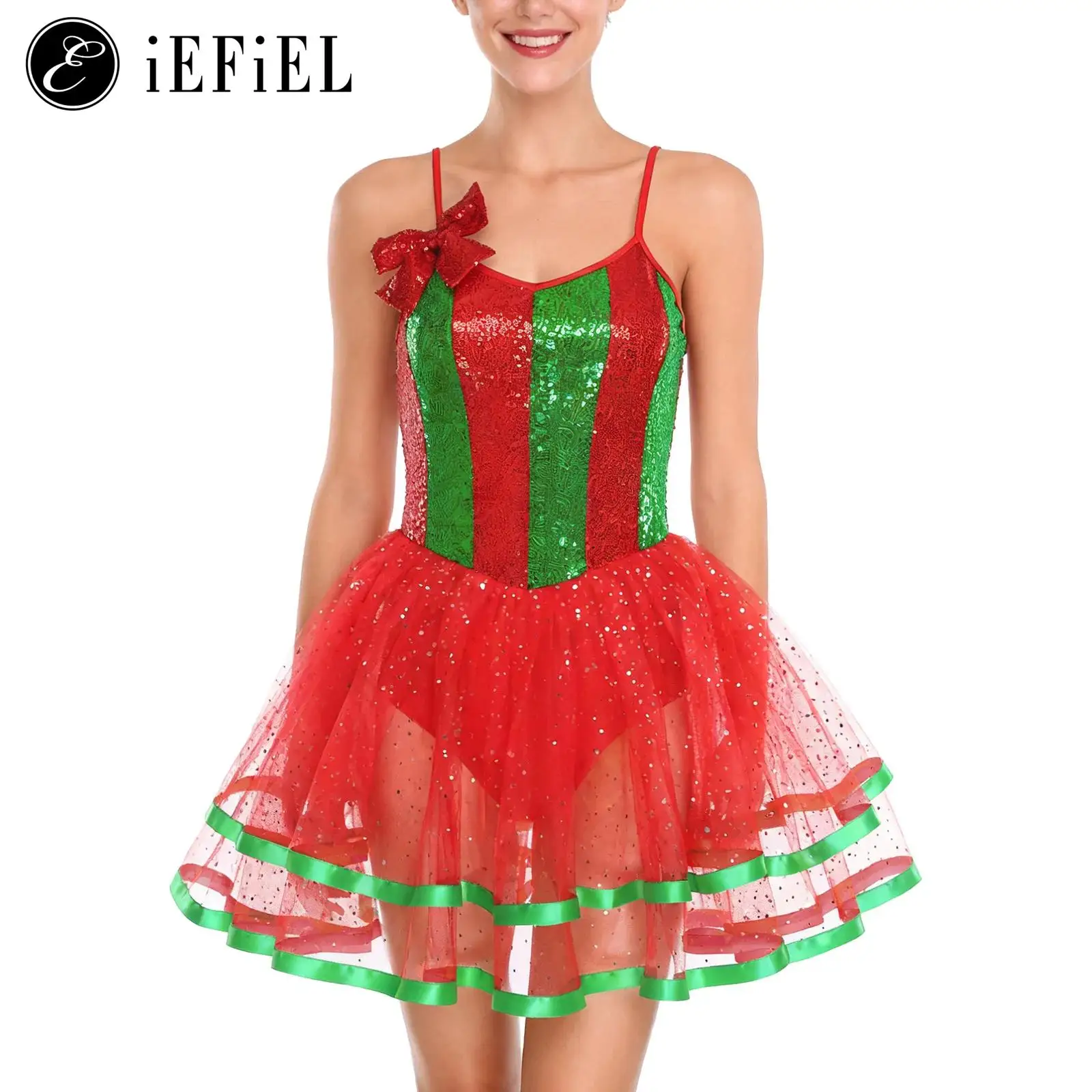 Women Miss Santa Ballet Dance Costume Spaghetti Straps Sequins Candy Striped Leotard Tulle Skirts Christmas Dancewear
Women Miss Santa Ballet Dance Costume Spaghetti Straps Sequins Candy Striped Leotard Tulle Skirts Christmas Dancewear