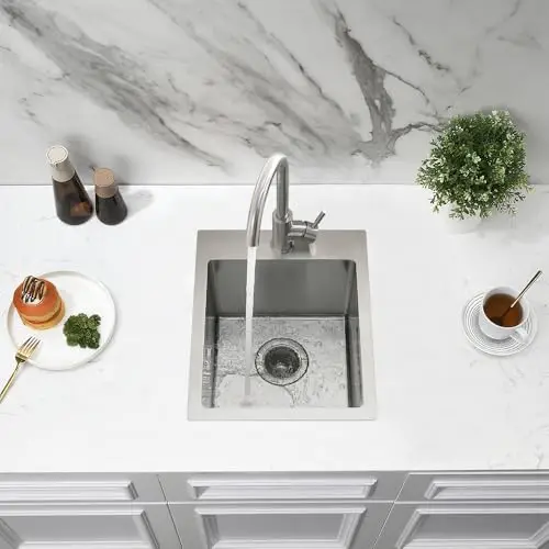 Stainless Steel Single Bowl Drop-In Bar Sink With Faucet 13x15 For Wet Bar Outdoor RV Kitchen
Stainless Steel Single Bowl Drop-In Bar Sink With Faucet 13x15 For Wet Bar Outdoor RV Kitchen