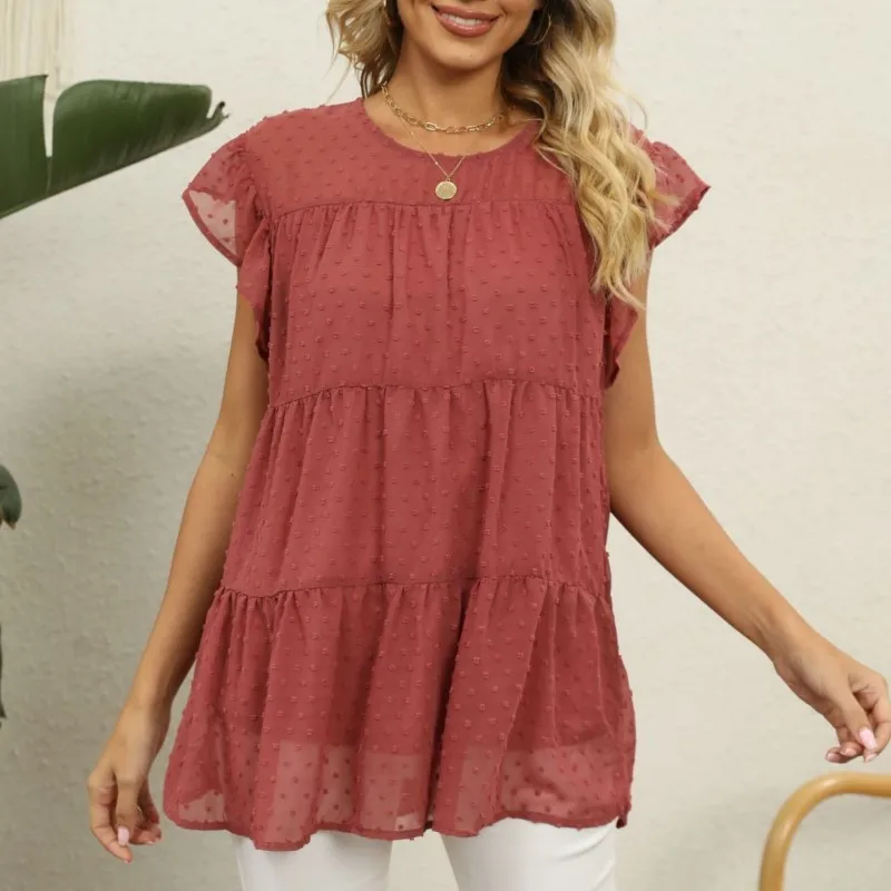 2025 Spring/Summer Fashion New Jacquard Loose Casual Comfortable Splicing Fashion Short Sleeve Solid Color Top
2025 Spring/Summer Fashion New Jacquard Loose Casual Comfortable Splicing Fashion Short Sleeve Solid Color Top