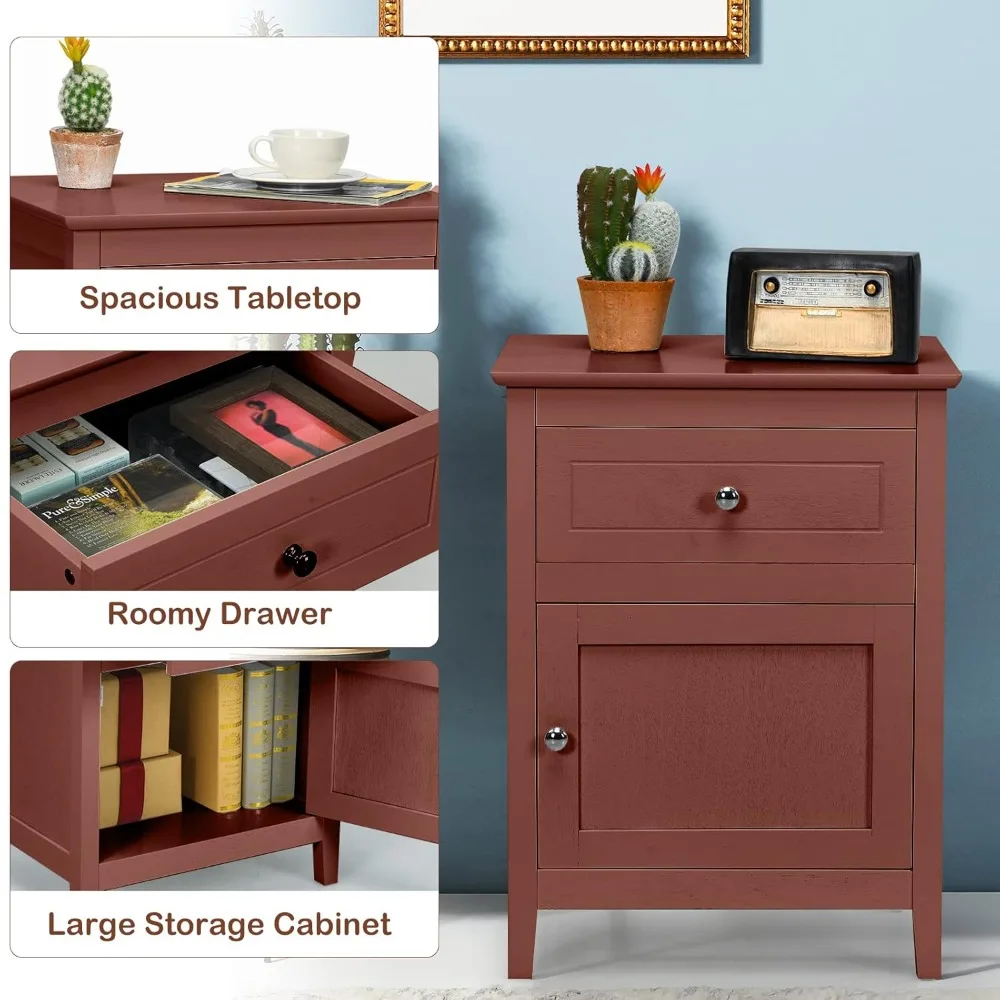 Nightstand Set of 2, Wooden Bedside Tables with Drawer and Storage Cabinet, 4 Solid Wood Legs, End Side Table for, Customized
Nightstand Set of 2, Wooden Bedside Tables with Drawer and Storage Cabinet, 4 Solid Wood Legs, End Side Table for, Customized
