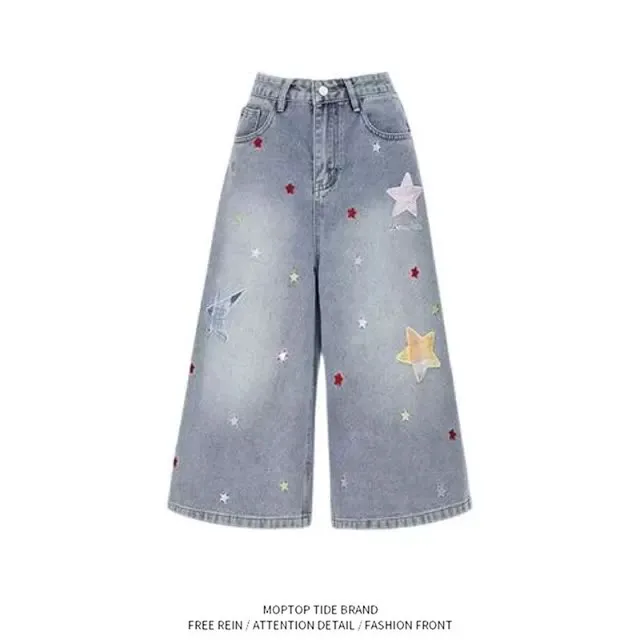 American High Street Star Embroidery Wide Leg Jeans Women's New Design Loose Versatile Seven-Foot Pants Casual Style
American High Street Star Embroidery Wide Leg Jeans Women's New Design Loose Versatile Seven-Foot Pants Casual Style