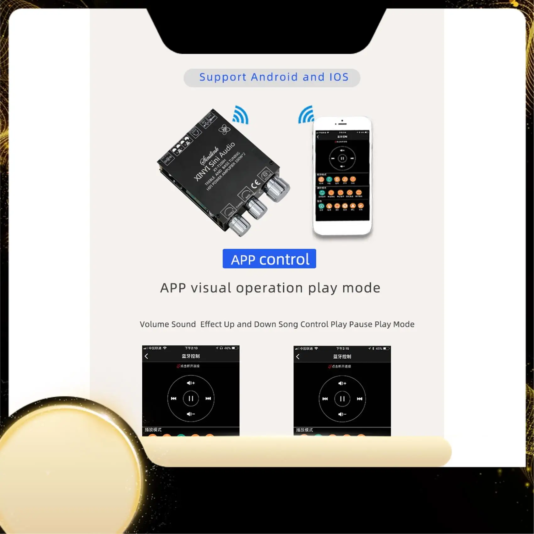 Bluetooth 5.0 TPA3116D2 Module High Bass Adjustment Stereo Digital Amplifier Board Module 100Wx2 Amplifier XY-T100H
Bluetooth 5.0 TPA3116D2 Module High Bass Adjustment Stereo Digital Amplifier Board Module 100Wx2 Amplifier XY-T100H