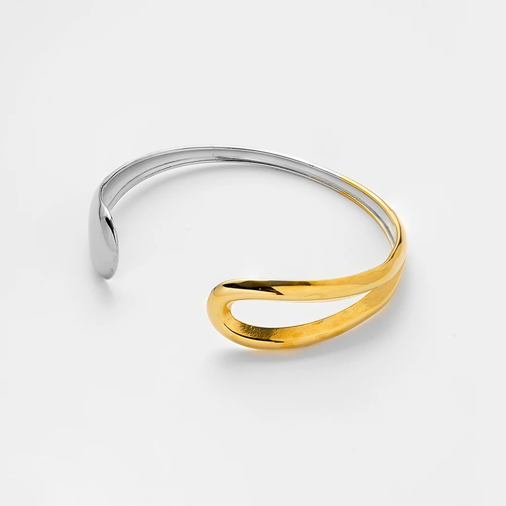 ENFASHION Pulseras Geometry Two Tone Open Bracelet For Women's Stainless steel 18K Plated Gold High Street Fashion Jewelry B2642
ENFASHION Pulseras Geometry Two Tone Open Bracelet For Women's Stainless steel 18K Plated Gold High Street Fashion Jewelry B2642