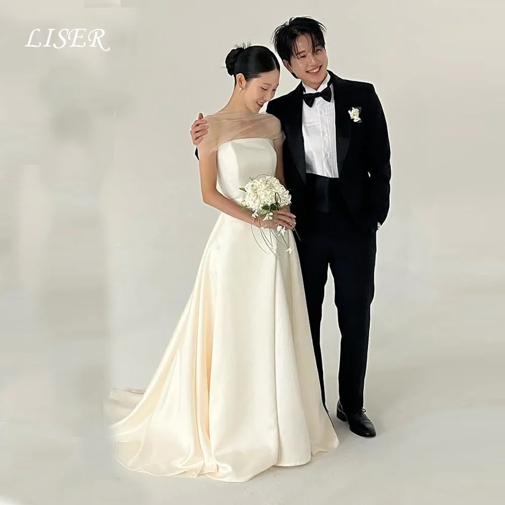 Liser Off Shoulder A-Line Korea Wedding Dresses Simple Photo Shoot Silk Satin Elegant Bridal Gowns 웨딩드레스 Corsets Customized
Liser Off Shoulder A-Line Korea Wedding Dresses Simple Photo Shoot Silk Satin Elegant Bridal Gowns 웨딩드레스 Corsets Customized