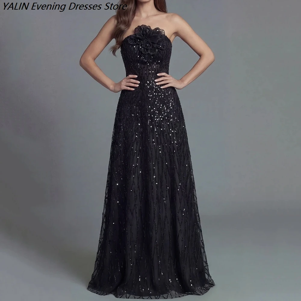 Women's A-line Evening Dresses Floor-length Strapless Sleeveless Prom Dresses Fashion Flowers Sequined Draped Customized Gowns
Women's A-line Evening Dresses Floor-length Strapless Sleeveless Prom Dresses Fashion Flowers Sequined Draped Customized Gowns