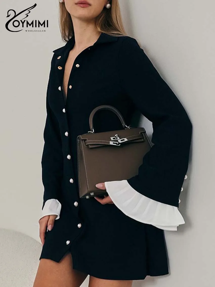 Oymimi Elegant Black Patchwork Women's Dress Fashion Long Sleeve Single Breasted Dresses Casual Straight Mini Dresses Streetwear
Oymimi Elegant Black Patchwork Women's Dress Fashion Long Sleeve Single Breasted Dresses Casual Straight Mini Dresses Streetwear