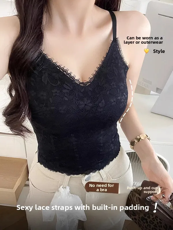Сексуальный кружевной топ на бретельках для женщин со встроенными чашечками, черный, повседневный, для ежедневной носки
Сексуальный кружевной топ на бретельках для женщин со встроенными чашечками, черный, повседневный, для ежедневной носки