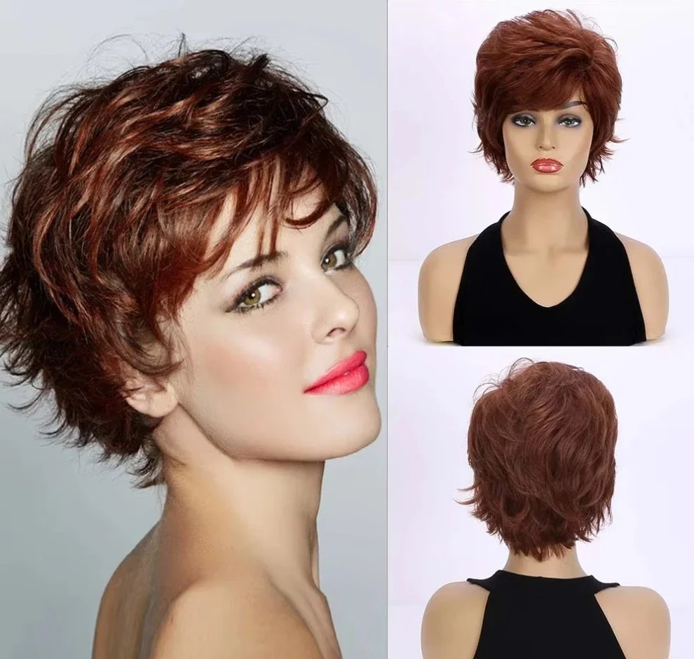 Synthetic Short Pixie Cut Dark Brown Straight Wigs With Bangs Wigs for Women Daily Wear Heat Resistant
Synthetic Short Pixie Cut Dark Brown Straight Wigs With Bangs Wigs for Women Daily Wear Heat Resistant