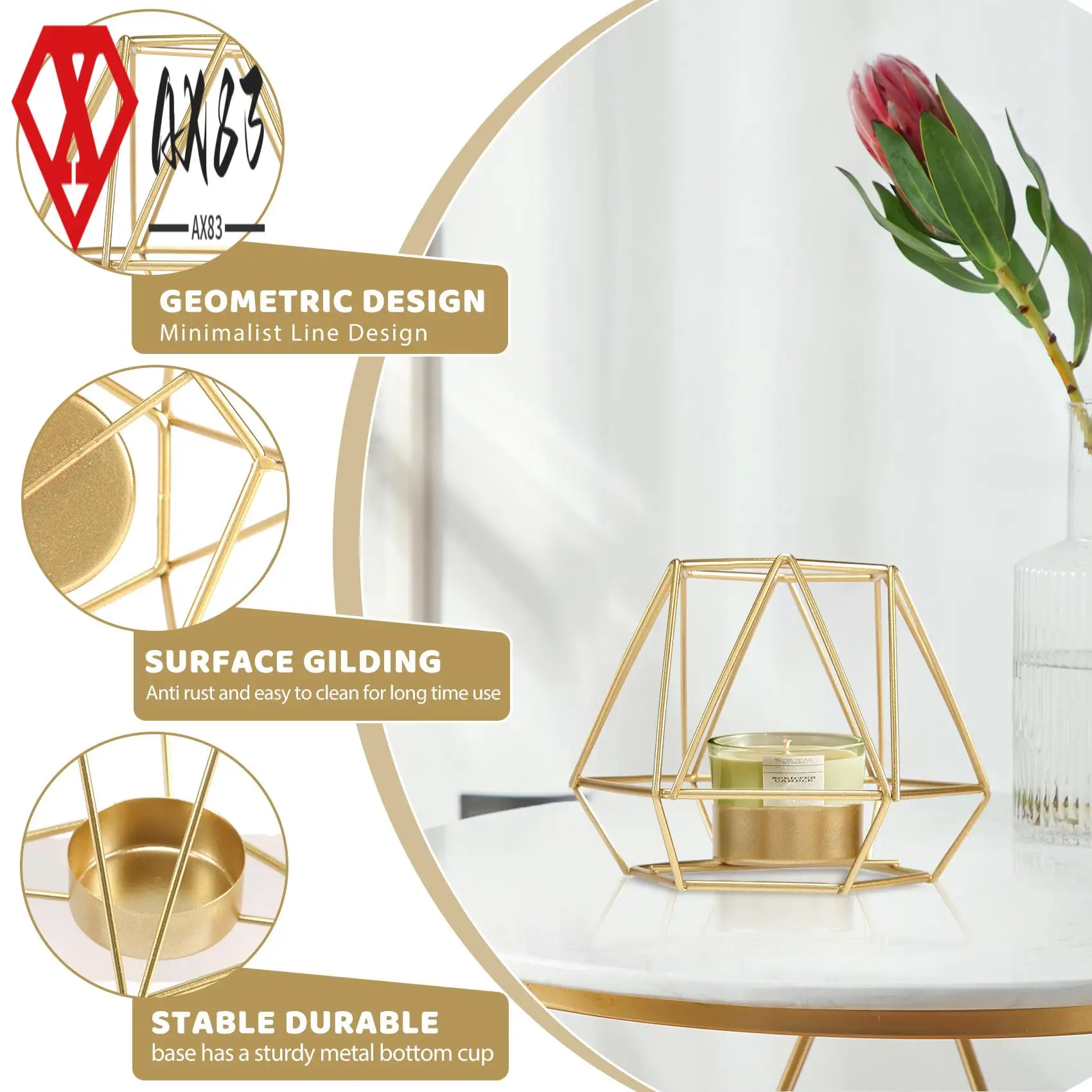 AX83-4 Pcs Metal Geometric Design Tea Light Votive Candle Holders, Hollow Tealight Candle Holders For Wedding Home Decoration
AX83-4 Pcs Metal Geometric Design Tea Light Votive Candle Holders, Hollow Tealight Candle Holders For Wedding Home Decoration