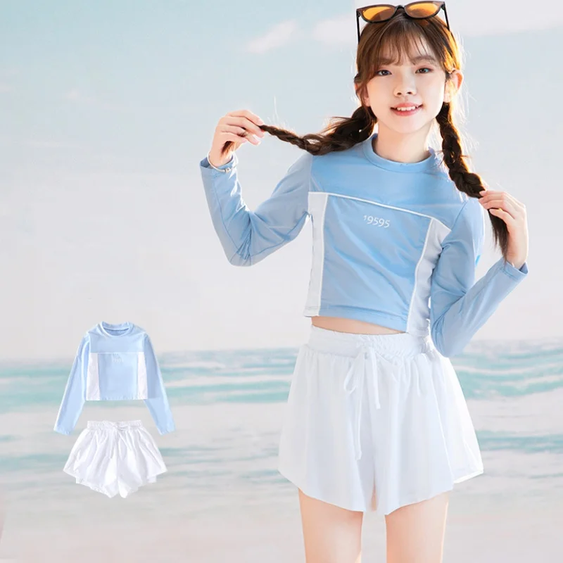 Girls Swimsuits Kids Long Sleeves Top+Shorts Bottom Child Swimming Suit Toddler Bathing Wear Little Child Swimming Set 4-11 Year 
Girls Swimsuits Kids Long Sleeves Top+Shorts Bottom Child Swimming Suit Toddler Bathing Wear Little Child Swimming Set 4-11 Year
