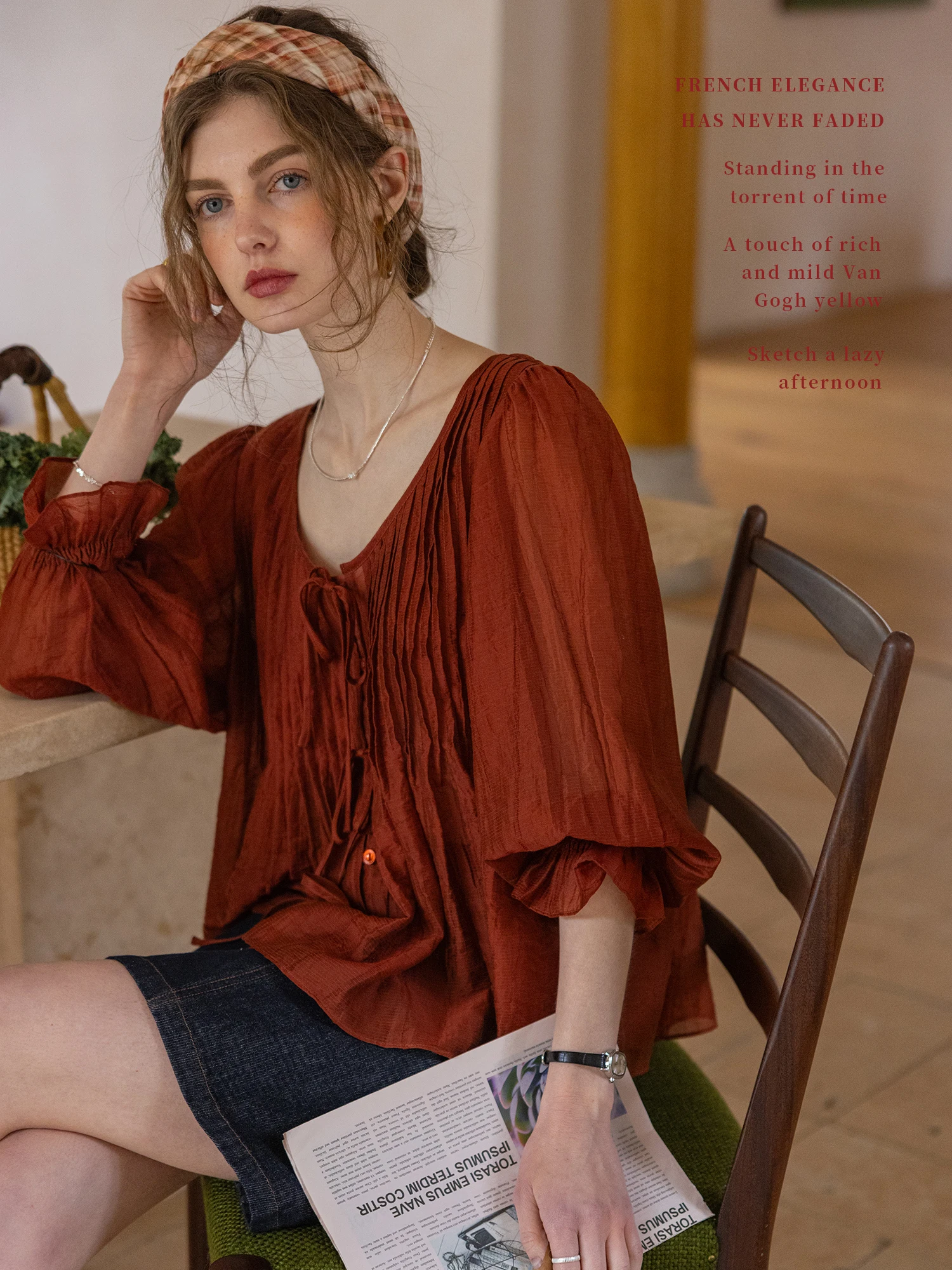 French Style Ruffle Sleeve Button Front Neckless Shirt Lantern Sleeve Seven Inch Long Shirt Women's Skin-friendly Breathable
French Style Ruffle Sleeve Button Front Neckless Shirt Lantern Sleeve Seven Inch Long Shirt Women's Skin-friendly Breathable