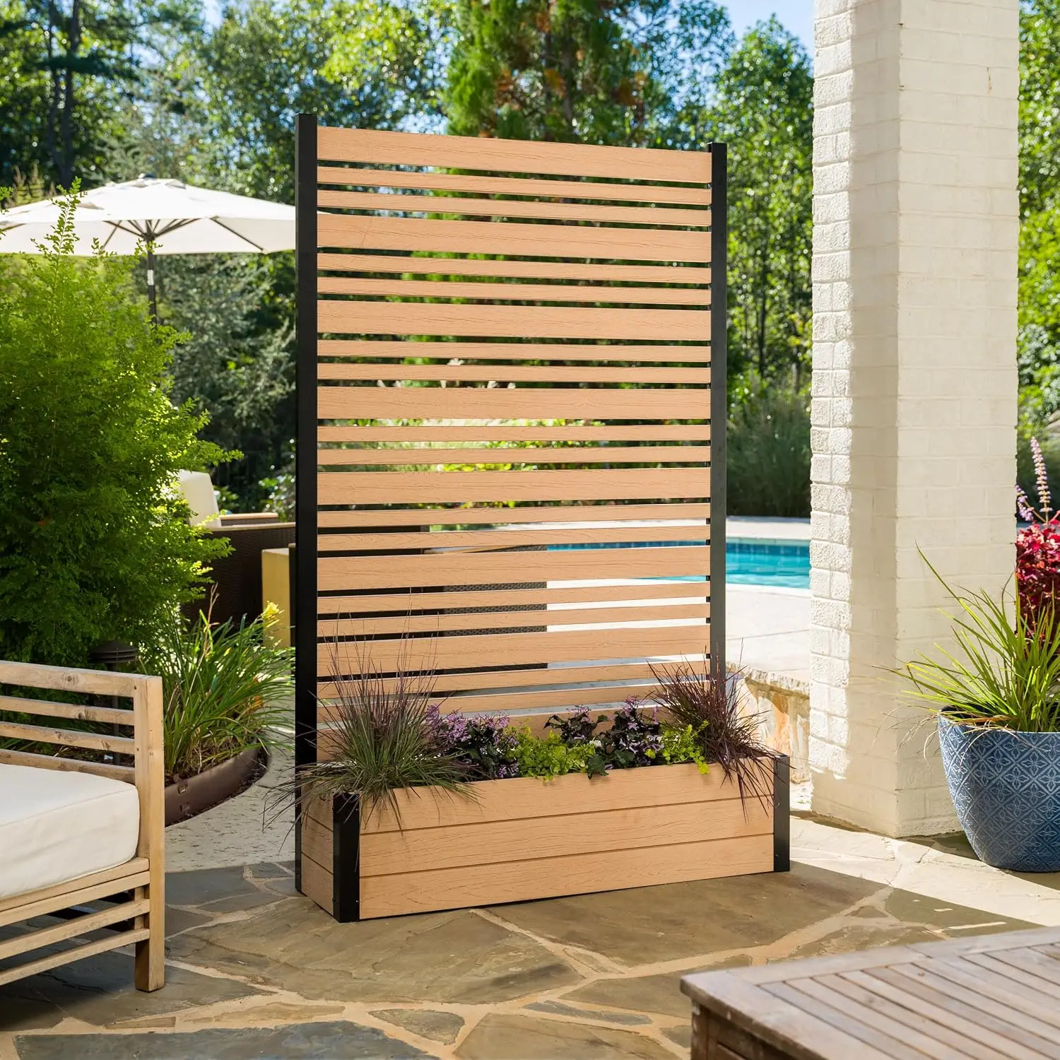 6ft H x 3.8ft W x 1ft L (1 Screen w/Planter) Outdoor Freestanding Cedar Color Patio Privacy Screen Privacy Planters for Patio,
6ft H x 3.8ft W x 1ft L (1 Screen w/Planter) Outdoor Freestanding Cedar Color Patio Privacy Screen Privacy Planters for Patio,
