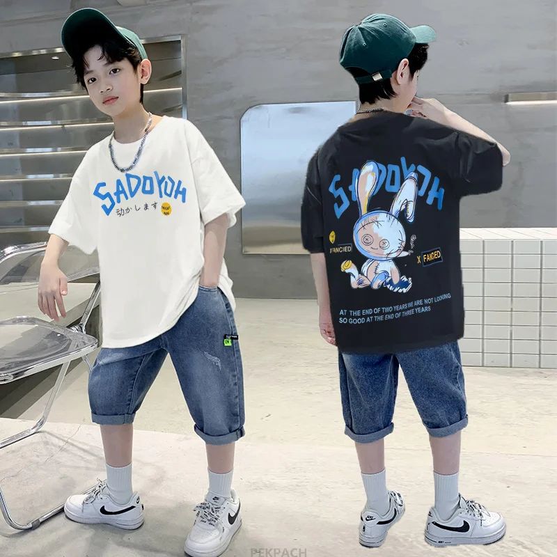Summer Boys Clothes Set Tshirts + Denim Shorts 2PCS Sport Suit For Teenage Child Clothing Tracksuit Kids Short Sleeve Outerwear
Summer Boys Clothes Set Tshirts + Denim Shorts 2PCS Sport Suit For Teenage Child Clothing Tracksuit Kids Short Sleeve Outerwear